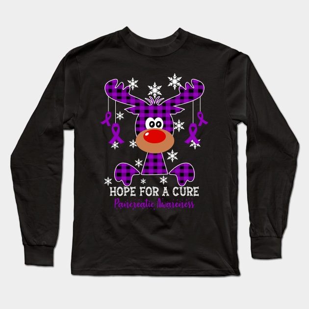 Reindeer Hope For A Cure Pancreatic Awareness Christmas Long Sleeve T-Shirt by HomerNewbergereq